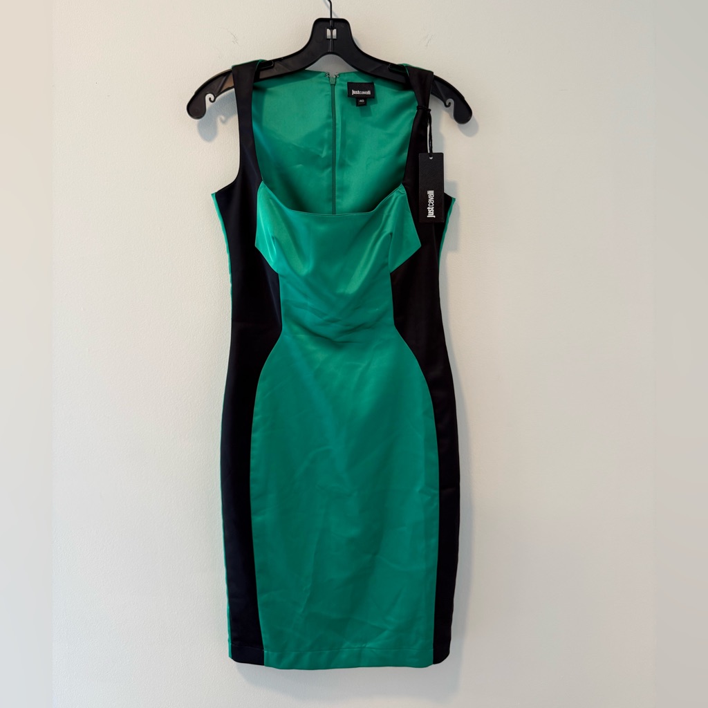 Just Cavalli Green Colorblock Dress Size 40 Nwt #Lux-B